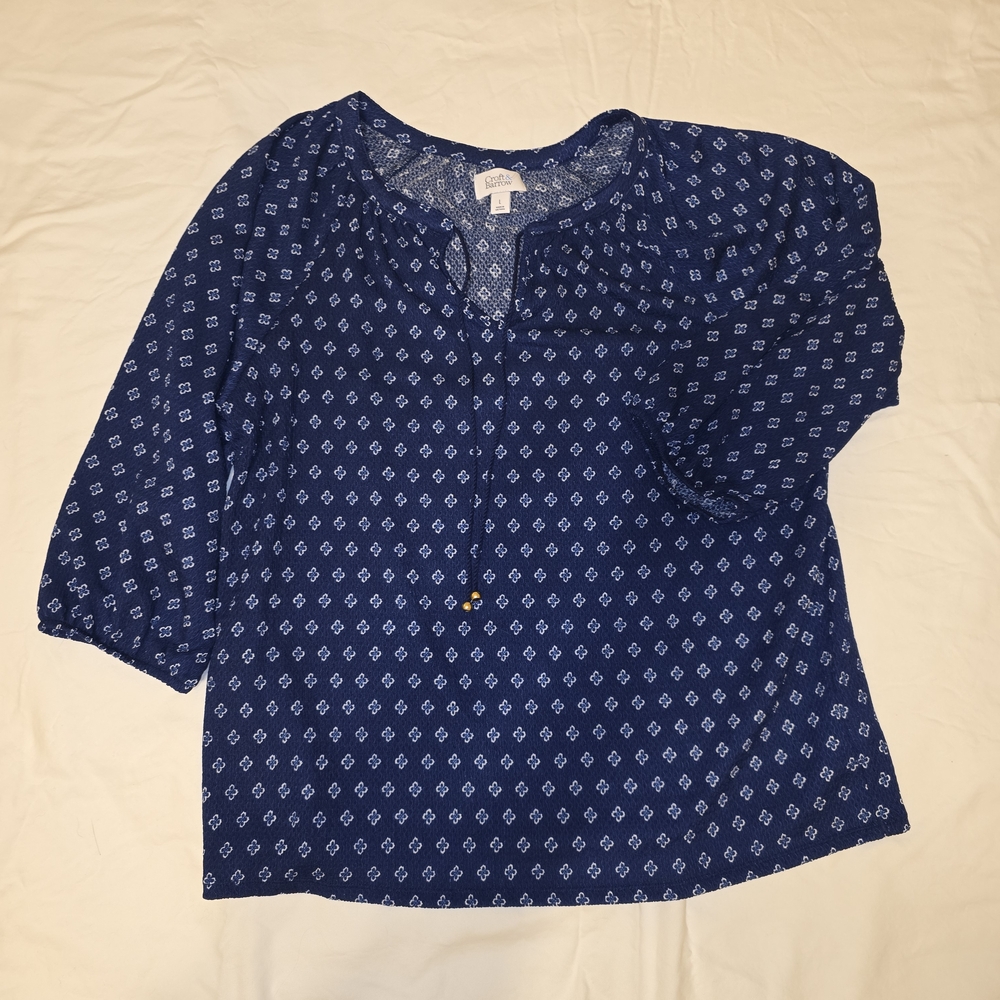 Women's Blue Patterned Top